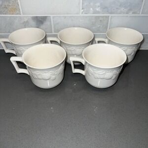 5 BARRATTS England LINCOLN Ironstone White Embossed Fruit Tea Cup